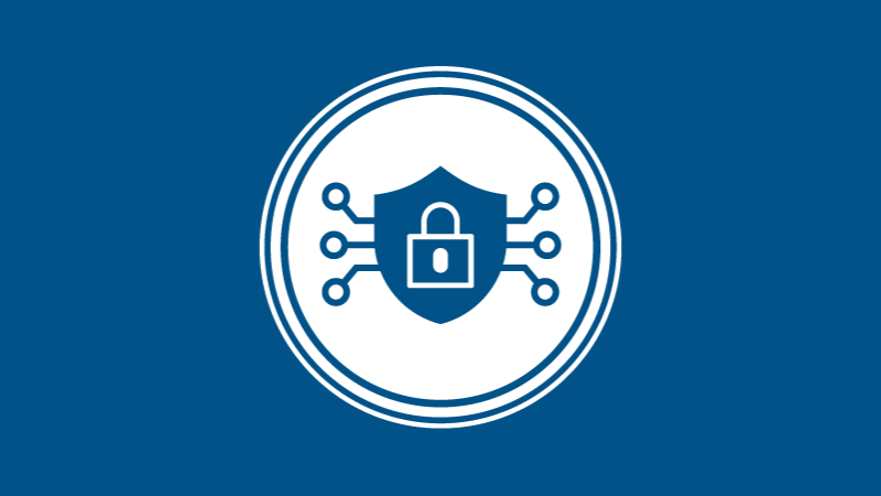 CDFA icon with a shield and lock with cyber nodes on both sides